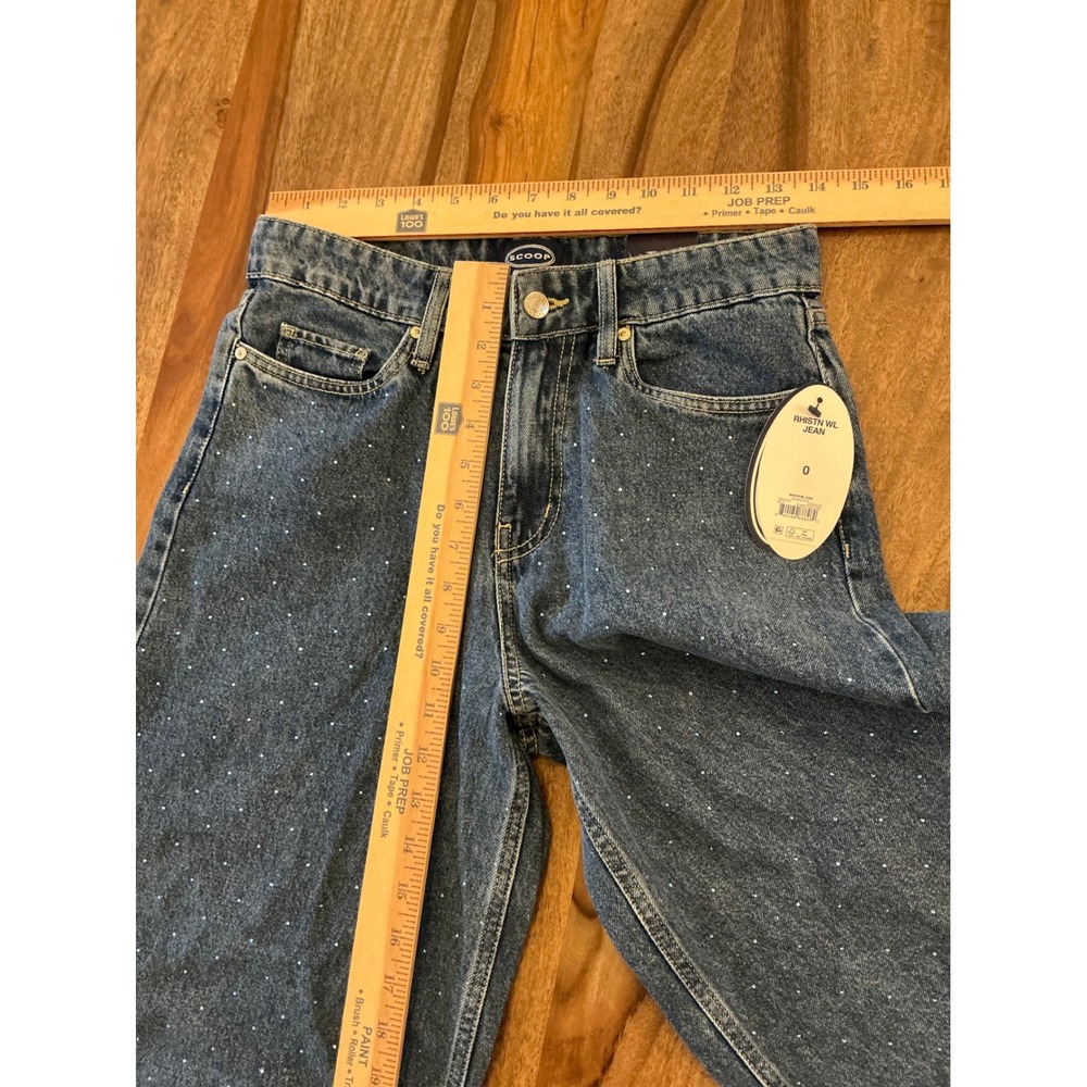 Scoop Womens‎ Rhinestone Wide Leg High Rise Jeans Caliber Blue SC020557B Size 0 - Picture 6 of 16